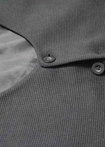 Düğmeli Siyah Erkek V Yaka Yelek - Görsel 2