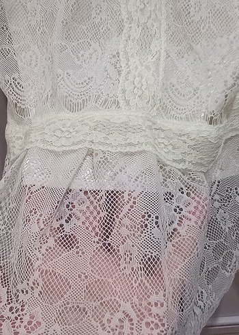 Dantel Detaylı Beyaz Bohem - Görsel 3
