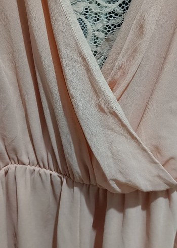 Pembe Drapeli Mini Kadın Tulum - Görsel 3