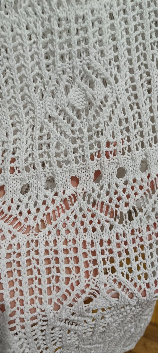 Dantel Detaylı Beyaz Bohem Örgü Elbise - Görsel 3