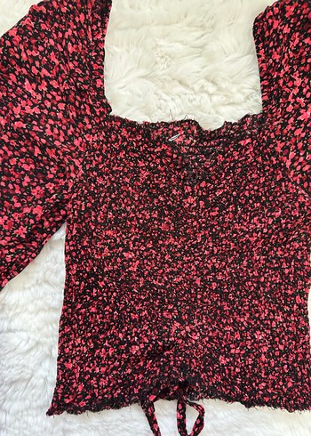 Kırmızı Benekli Karpuz Kol Fırfırlı Mini Bluz - Görsel 2