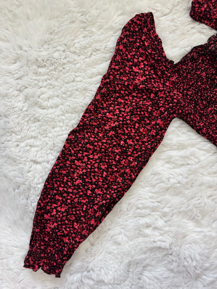 Kırmızı Benekli Karpuz Kol Fırfırlı Mini Bluz - Görsel 3