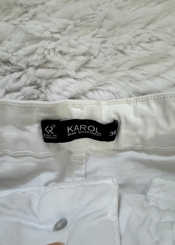 Beyaz Karol Kemerli Denim Mini Etek - Görsel 4