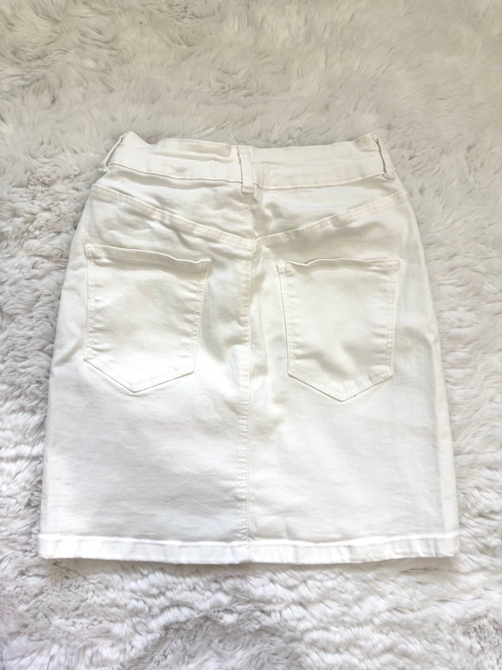 Beyaz Karol Kemerli Denim Mini Etek - Görsel 2