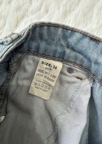 Kadın Mavi Kot Mini Şort Etek - Görsel 3