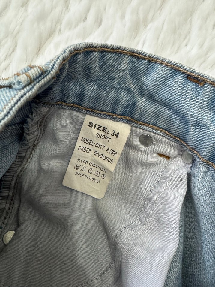 Kadın Mavi Kot Mini Şort Etek - Görsel 3