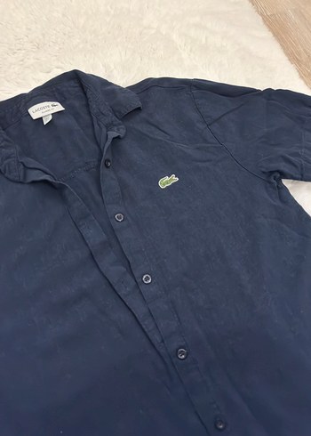 Lacoste Lacivert Keten Kısa Kollu Gömlek - Görsel 2