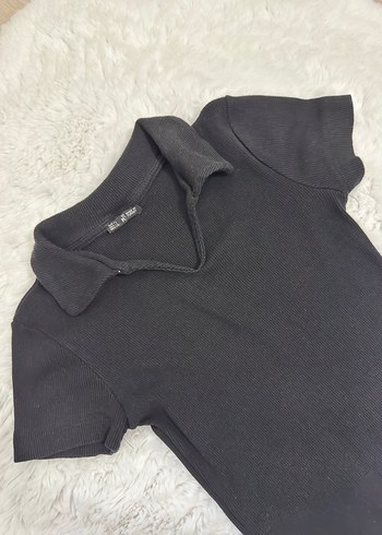 Siyah Kısa Kollu Diz Üstü Midi Elbise - Görsel 2