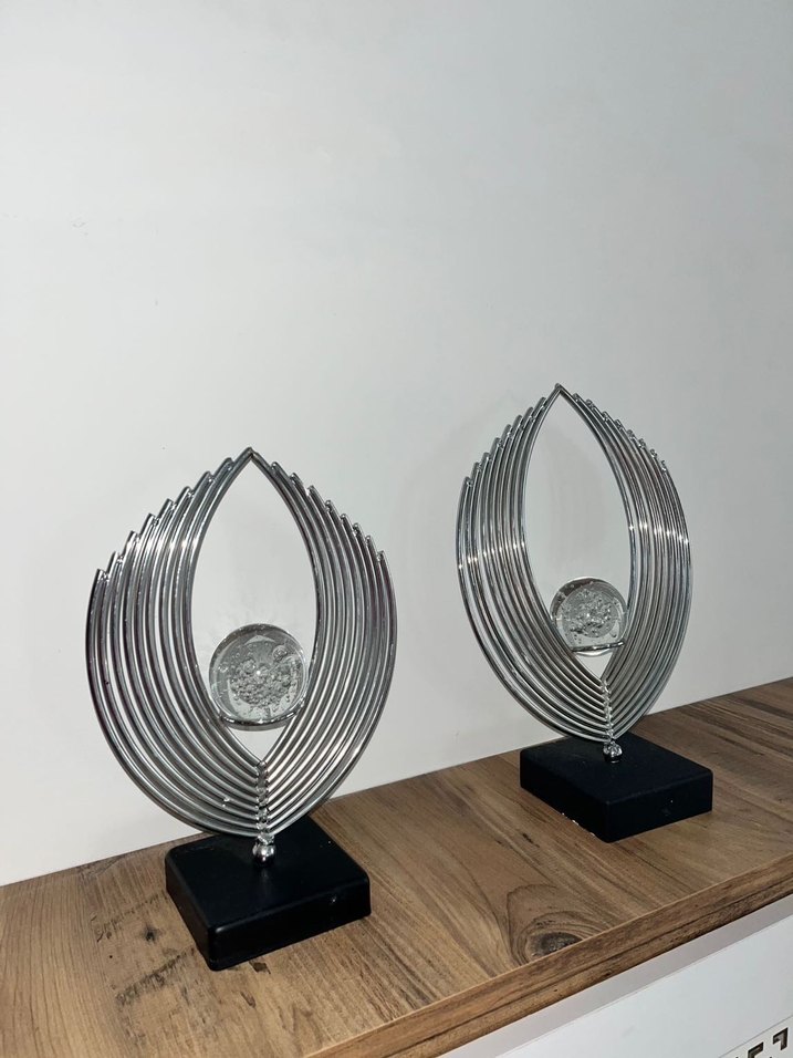 Gri ve Altın Metal Dekoratif Figür - Görsel 3