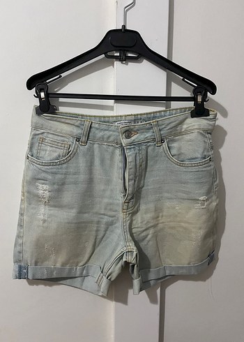 Bej Renkli Salaş Mini Kot Şort - Görsel 3