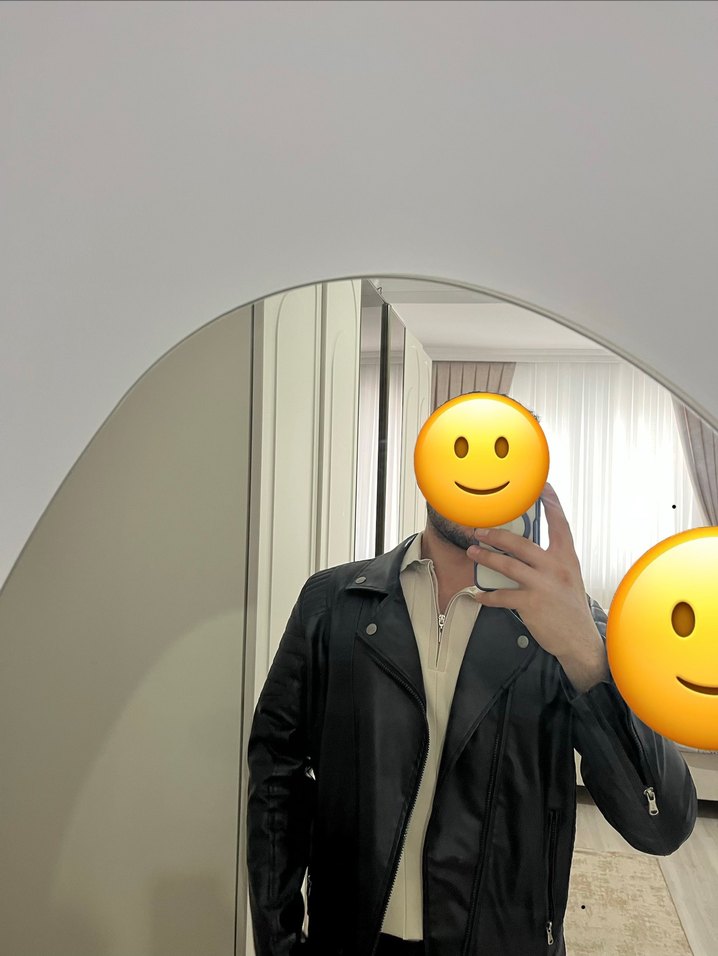 Erkek Siyah Deri  Ceket - Görsel 4