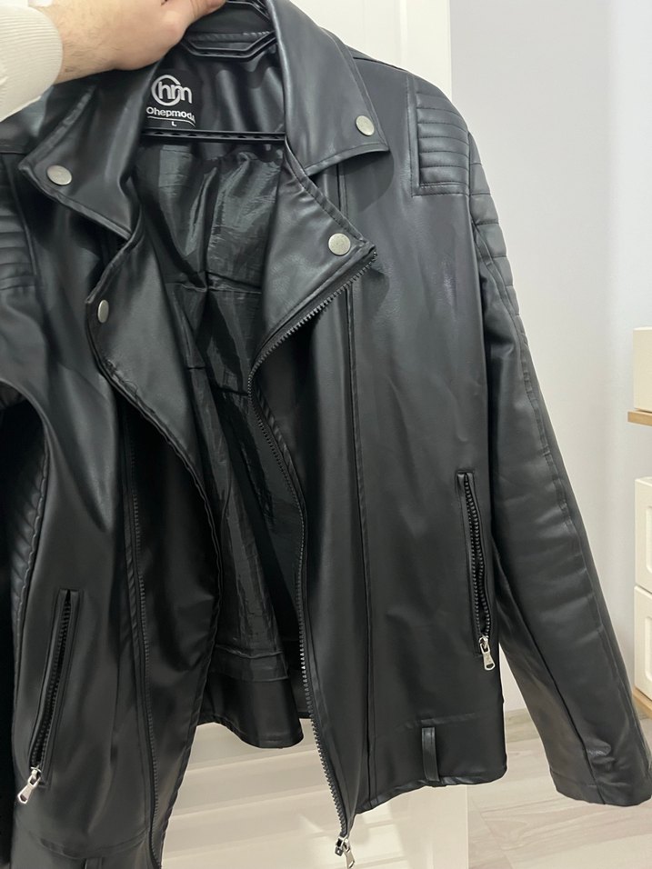 Erkek Siyah Deri  Ceket - Görsel 3