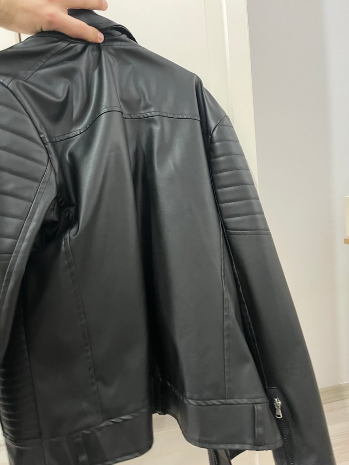 Erkek Siyah Deri  Ceket - Görsel 2