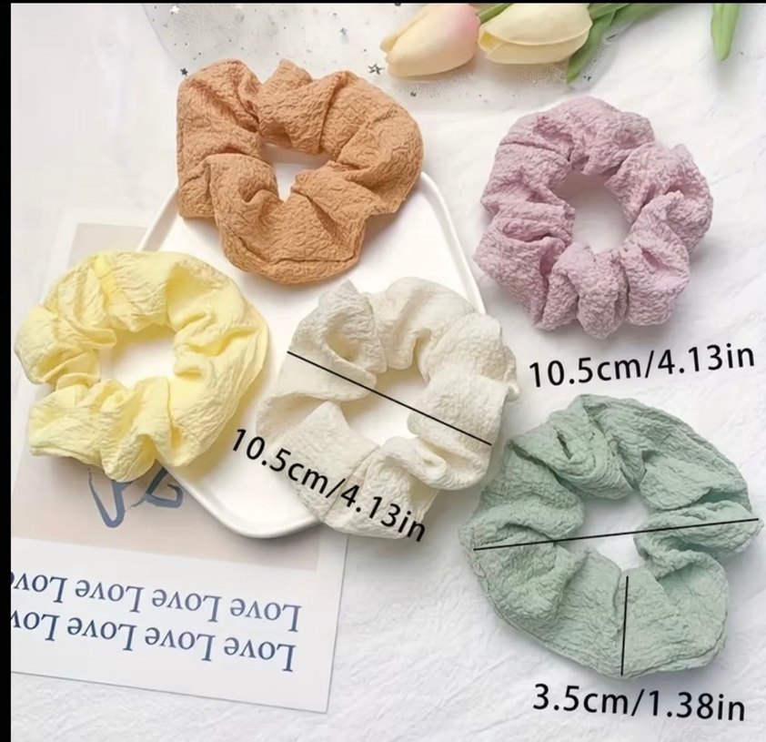 Renkli Keten Kumaş Lastikli Saç Tokaları - Görsel 2