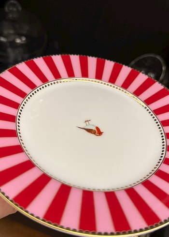 Pip studio Love birds Kırmızı Pembe porselen pasta tabağı 17 cm - Görsel 3