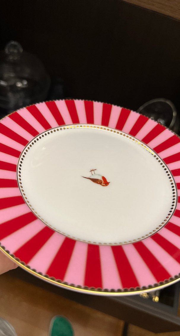 Pip studio Love birds Kırmızı Pembe porselen pasta tabağı 17 cm - Görsel 3