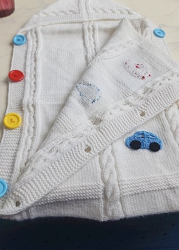 Kapüşonlu Örgü Bebek Battaniyesi - Görsel 7