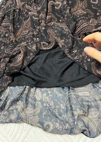 Uzun Kol Kahverengi Bohem Desenli Elbise - Görsel 8