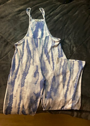 Kadın Mavi Batik Desenli Tulum - Görsel 3