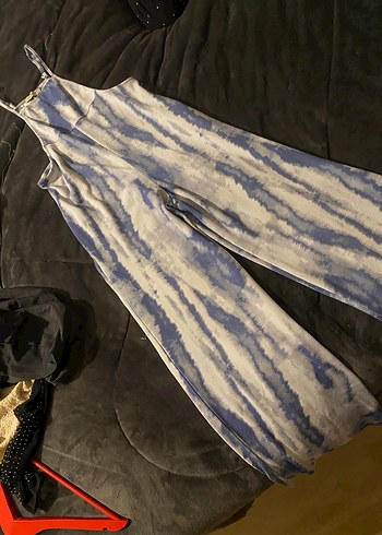 Kadın Mavi Batik Desenli Tulum - Görsel 2