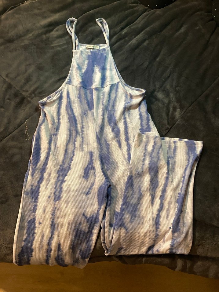 Kadın Mavi Batik Desenli Tulum - Görsel 3