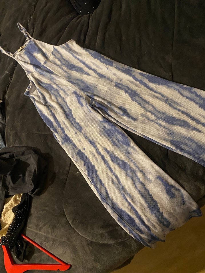 Kadın Mavi Batik Desenli Tulum - Görsel 2