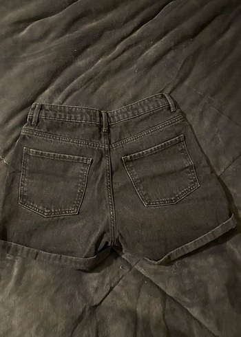 Siyah Rahat Kesim Mini Denim Şort - Görsel 2