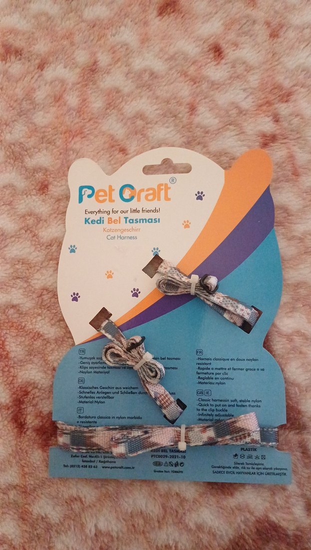 PetCraft Çok Renkli Pastel Kedi Bel Tasması - Görsel 2