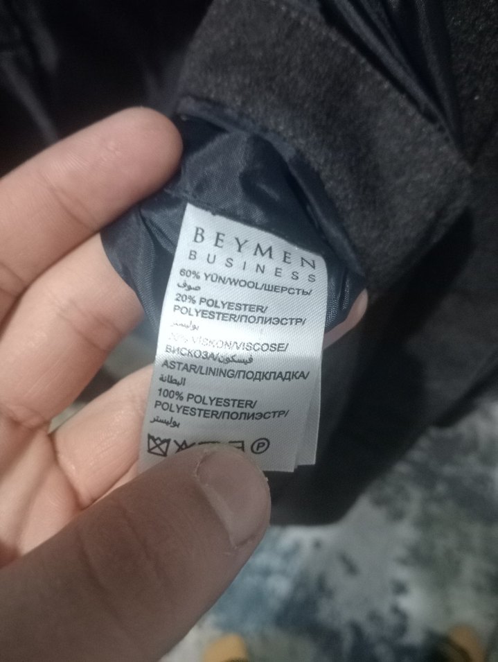 Düğmeli Gri Erkek Beymen erkek yün kaban ihracat fazlası - Görsel 2