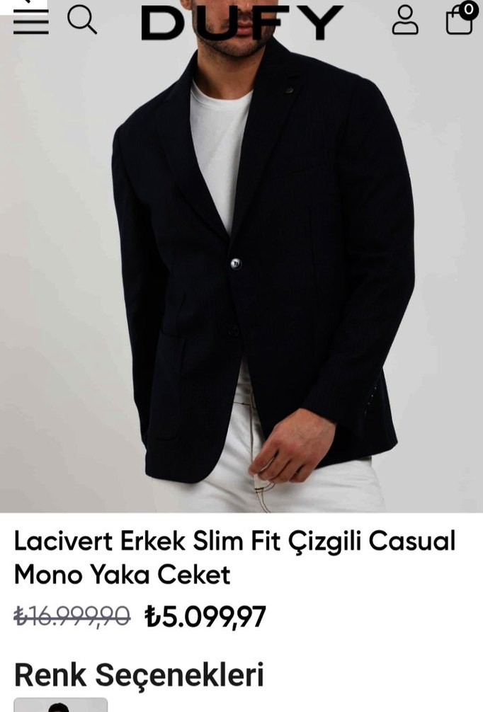 Düğmeli Siyah Erkek Takım Elbise Ceket dufy marka %80 yün kumaş - Görsel 3