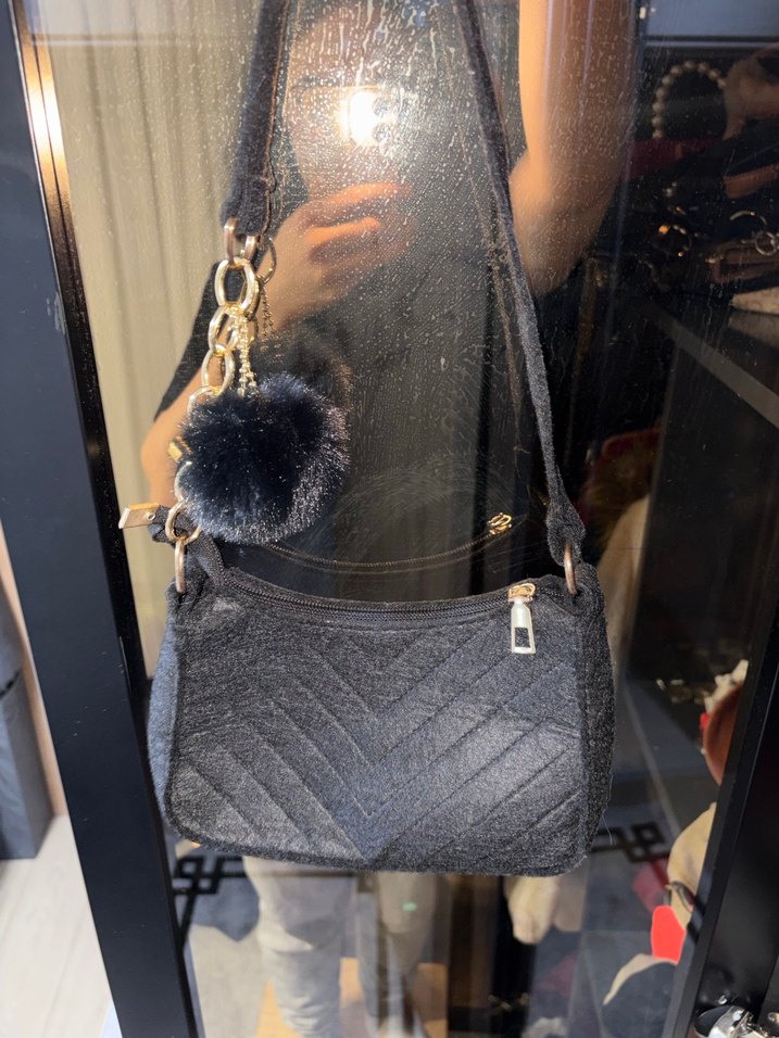 Kürk Detaylı Siyah Deri Kadın Çanta - Görsel 3