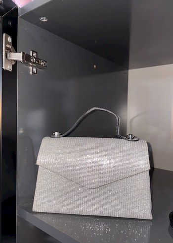 Gri Pul İşlemeli Deri Kadın Clutch Çanta - Görsel 2