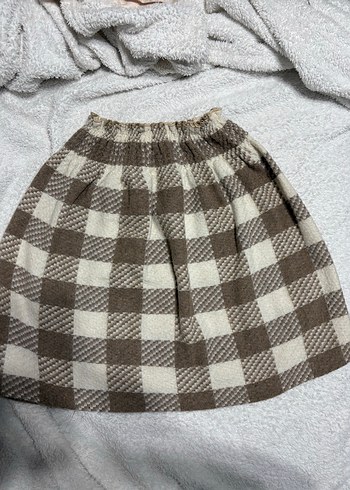 Bej Ekose Desenli Örgü Midi Etek - Görsel 2