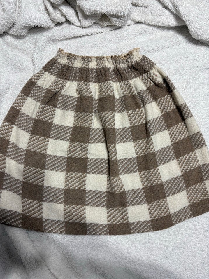 Bej Ekose Desenli Örgü Midi Etek - Görsel 3