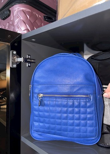 Kadın Mavi Deri Sırt Çantası - Görsel 2