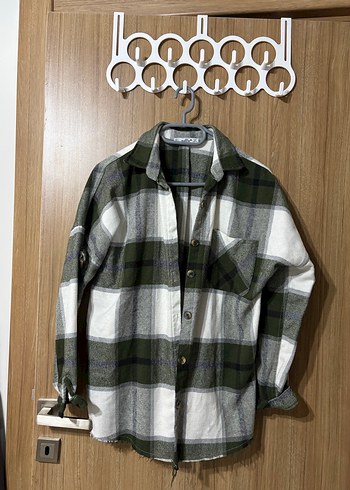 Kadın Gri Ekose Düğmeli Uzun Kollu Gömlek - Görsel 2