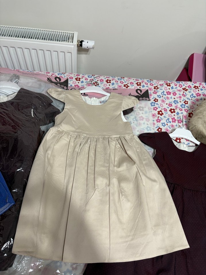 Kız Çocuk Keten Elbise - Görsel 5