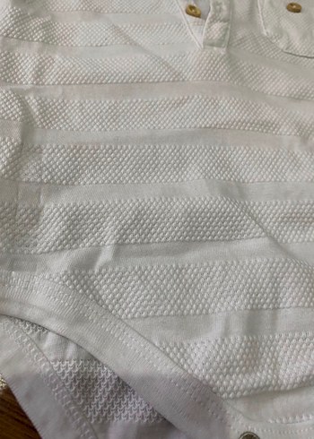 Bebek Beyaz Kısa Kollu V Yakalı Body - Görsel 2