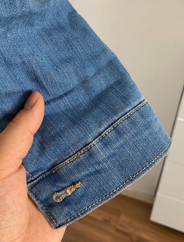 Düğmeli Fit Kesim Kadın Kot Ceket - Görsel 5