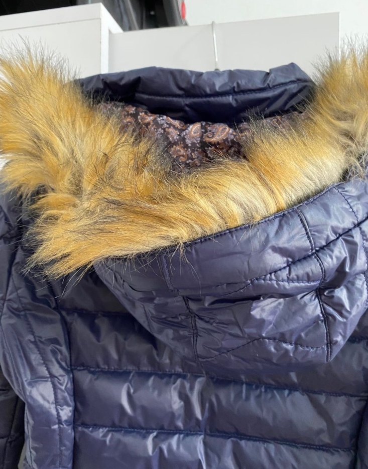 Kadın Mavi Midi Kışlık Kürklü Mont - Görsel 3