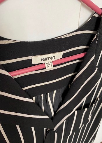 Çizgili V Yaka Kolsuz Kadın Gömlek - Görsel 3