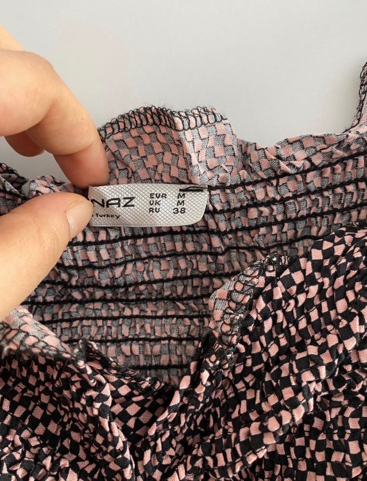 Desenli V Yaka Bluz crop - Görsel 4