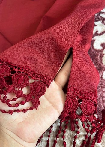 Dantel Detaylı Bordo Bohem Atlet - Görsel 4