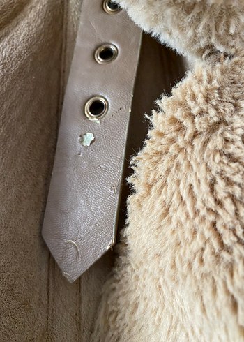 Bej Süet Kürklü Midi Kadın Ceket - Görsel 6
