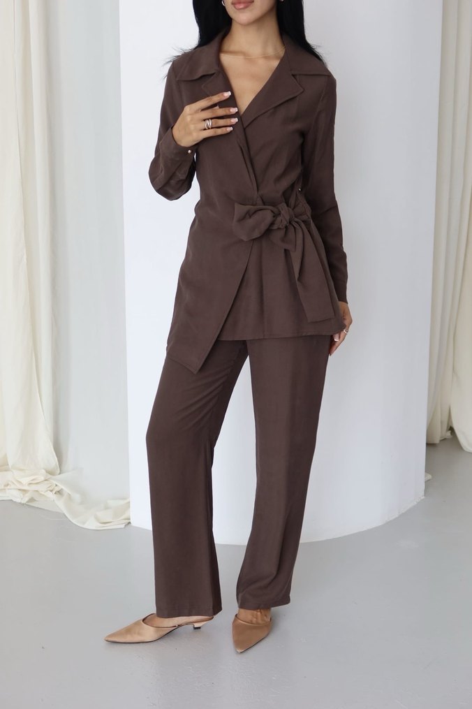 Kadın Kahverengi Uzun Kollu Ofis Takımı - Görsel 3