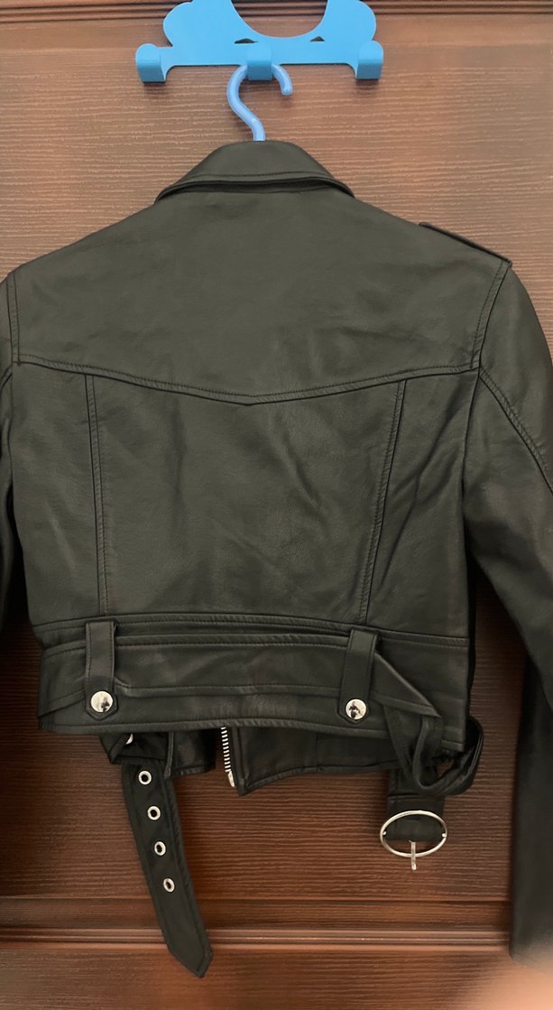 Siyah Kadın Deri Biker Ceket - Görsel 2