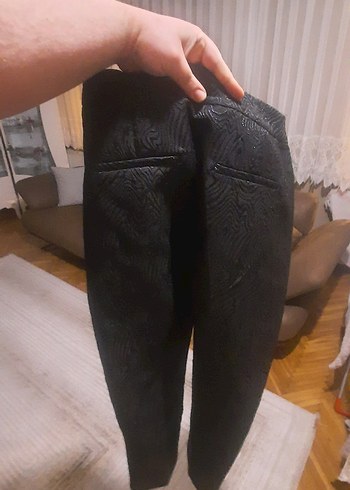 Drapeli Siyah Kadın Kumaş Pantolon KOTON - Görsel 3