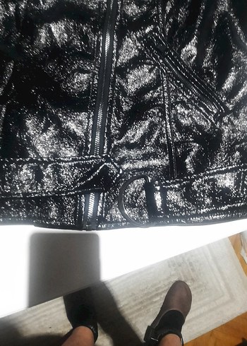 mavi kadın siyah ceket Kemerli - Görsel 4