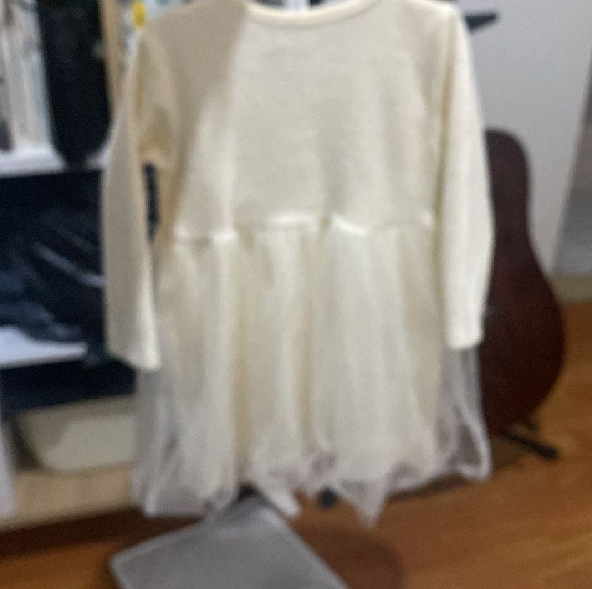 Uzun Kollu Beyaz Kız Çocuk Elbise - Görsel 2