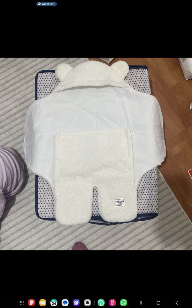 Beyaz Bebek Battaniyesi Kulaklı - Görsel 3